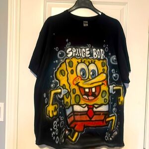 One of a kind graffiti art t-shirt. Sponge Bob SZ XL